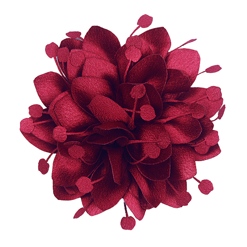 TEMU 1pc Vintage Elegant Satin Fabric Flower Brooch, 10cm Handmade Clip Brooch Accessory, Suitable For Daily Festive Party New Year Christmas Gift