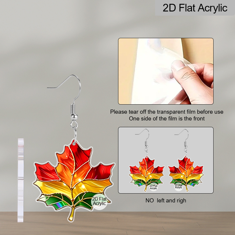 Autumn Gradient Maple Leaf Acrylic Dangle Earrings