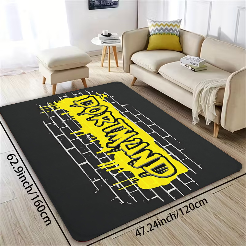 TEMU Eine einzelne Türmatte im Dortmund-Stil mit Graffiti-Kunst – Hergestellt aus hochwertigem Flanell, weich, gemütlich, maschinenwaschbar und für