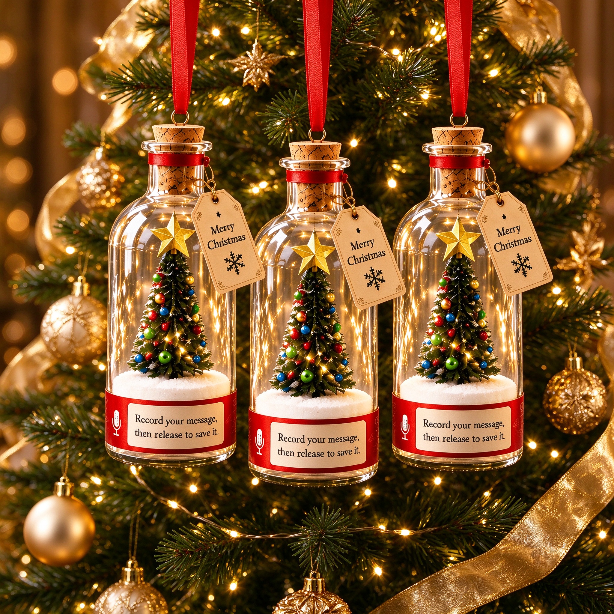 TEMU New Recording Christmas Tree Ornament (battery Not Included), Voice Message Function, Snow Scene Hanging Decor. Ideal For Festivals, Parties,