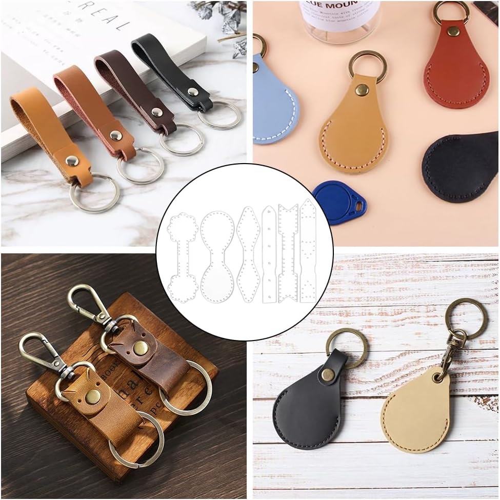 TEMU 6pcs, A 6pcs Diy Acrylic Leather Keychain Template Set, Sewing Templates, Without The Keychain Itself, Diy Leather Keychain Transparent