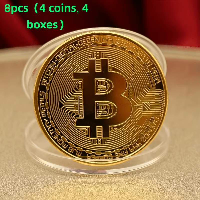 TEMU 8pcs Commemorative Coin Gift Box | Metal Token Collectibles | Wealth Shui Gift | Holiday Decorative Ornaments (, 4 Commemorative )