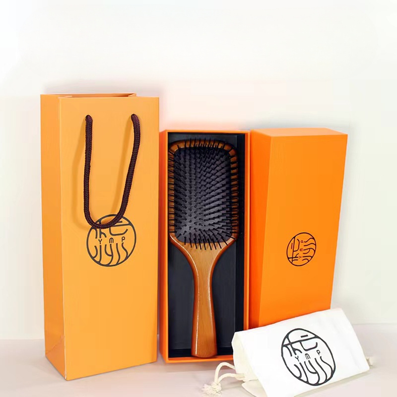 

1pc Brosse à cheveux de en de hêtre , peigne de en poils de cheveux , brosse à cheveux en de massage et sac de de qualité supérieure