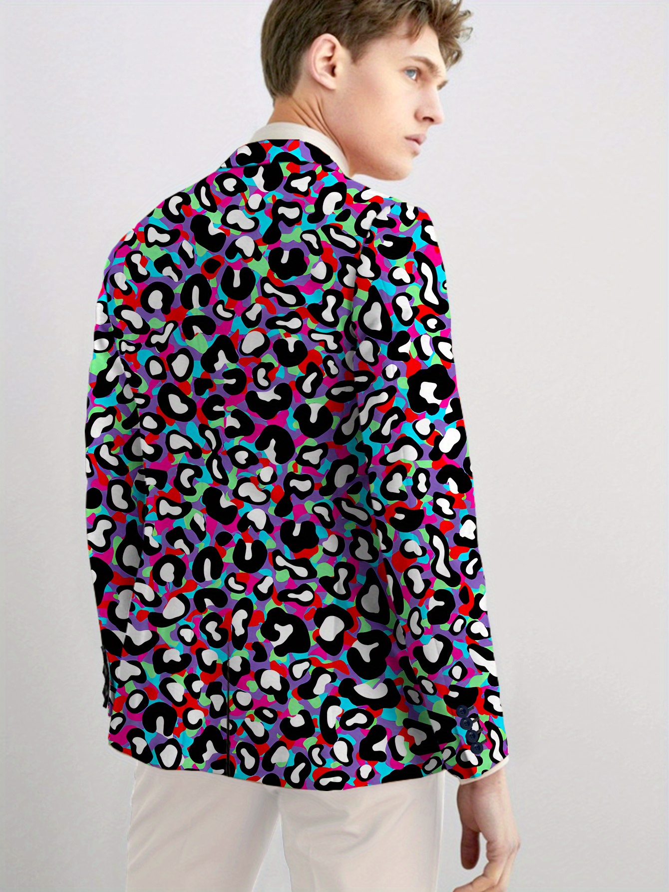 mens fit leopard print jacket vibrant multicolor Temu