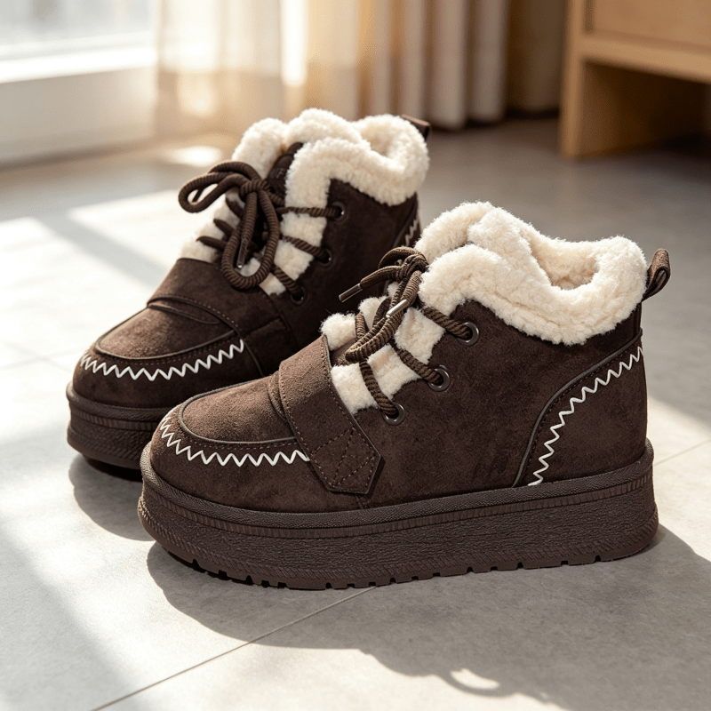 TEMU Winter Fattening Wide Toe Women's Snow Boots Fleece Thick Size Large Outdoor Shoes