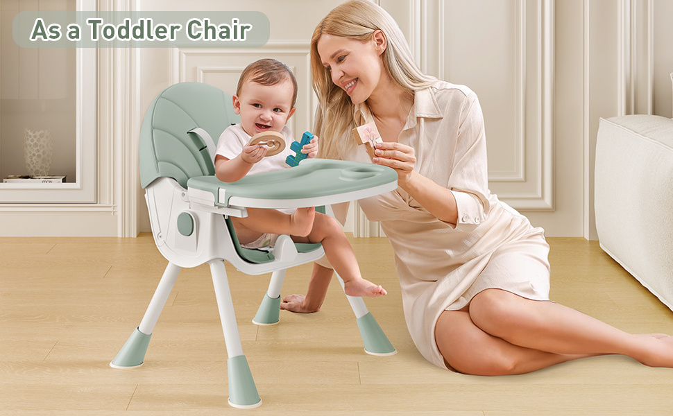 Cochildor Baby High Chair & Booster Seat - Height-Adjustable Folding Dining Chair with Tray Table, Lightweight Easy-Clean Feeder for & (//)