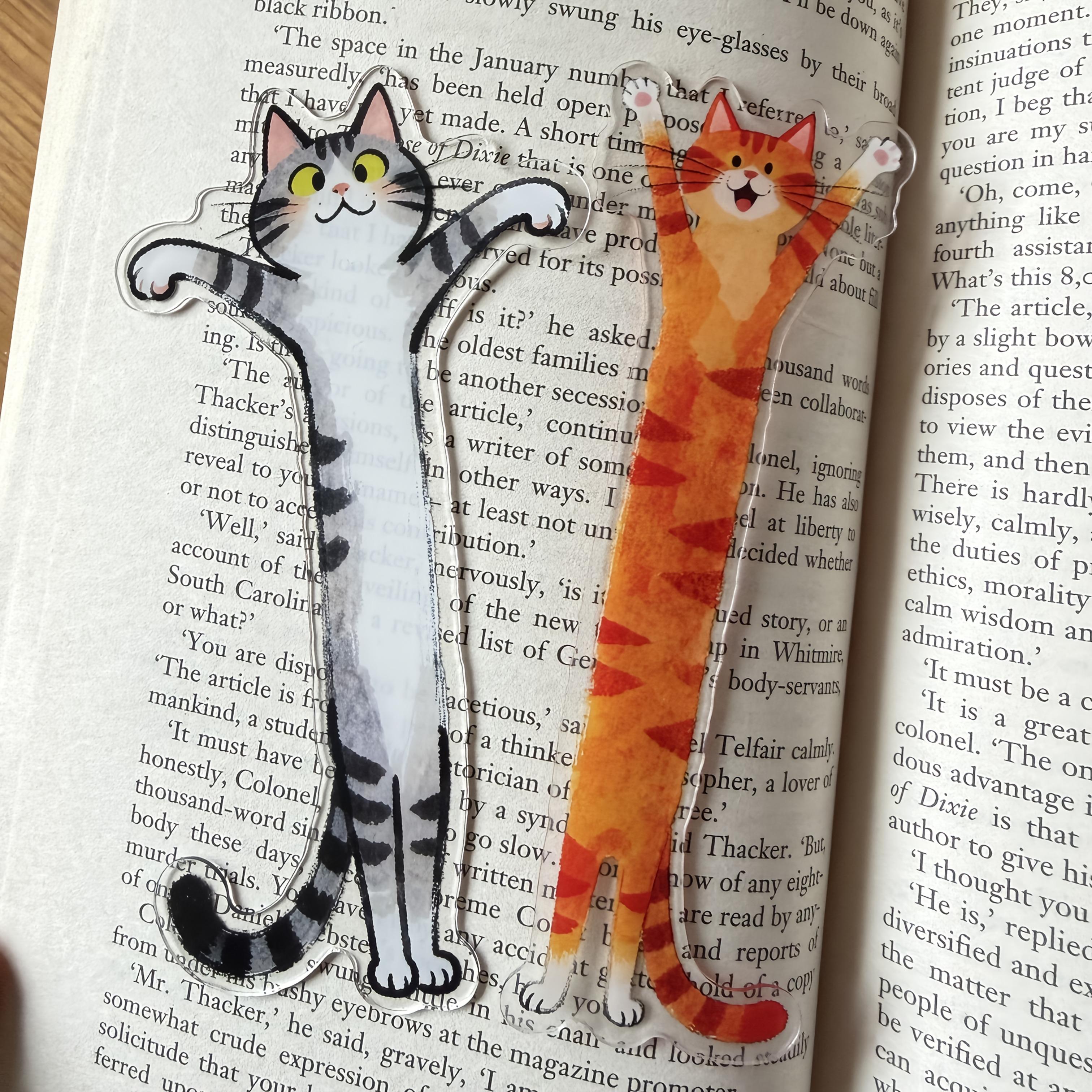 TEMU 2pcs Acrylic Cat-shaped Bookmark Set, Sweet Small Item For Book Lovers And Cat Lovers