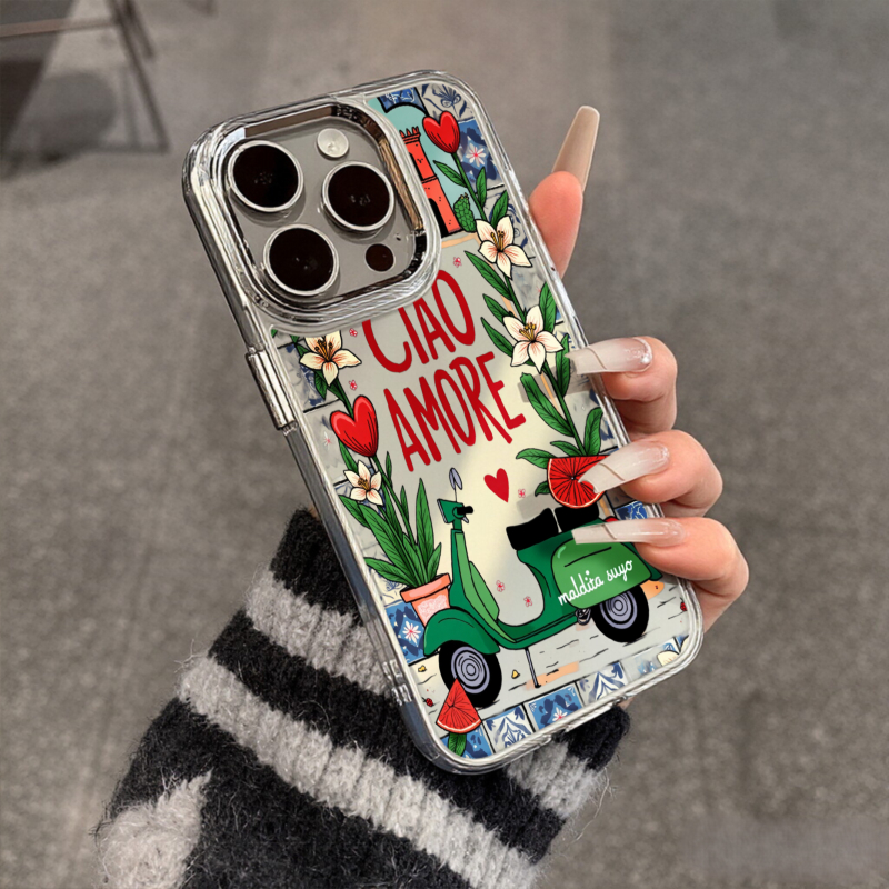 Ciao Amore Handyhülle Mit Blumenmuster Und Metallrahmen Für Iphone_voghion.com