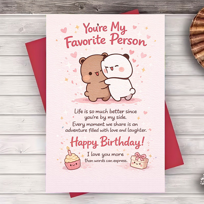 TEMU (one Envelope And 1 Greeting Card)cute Happy Birthday Greeting Card For Person Card For Boyfriend Girlfriend Husband Wife Anniversary Card For