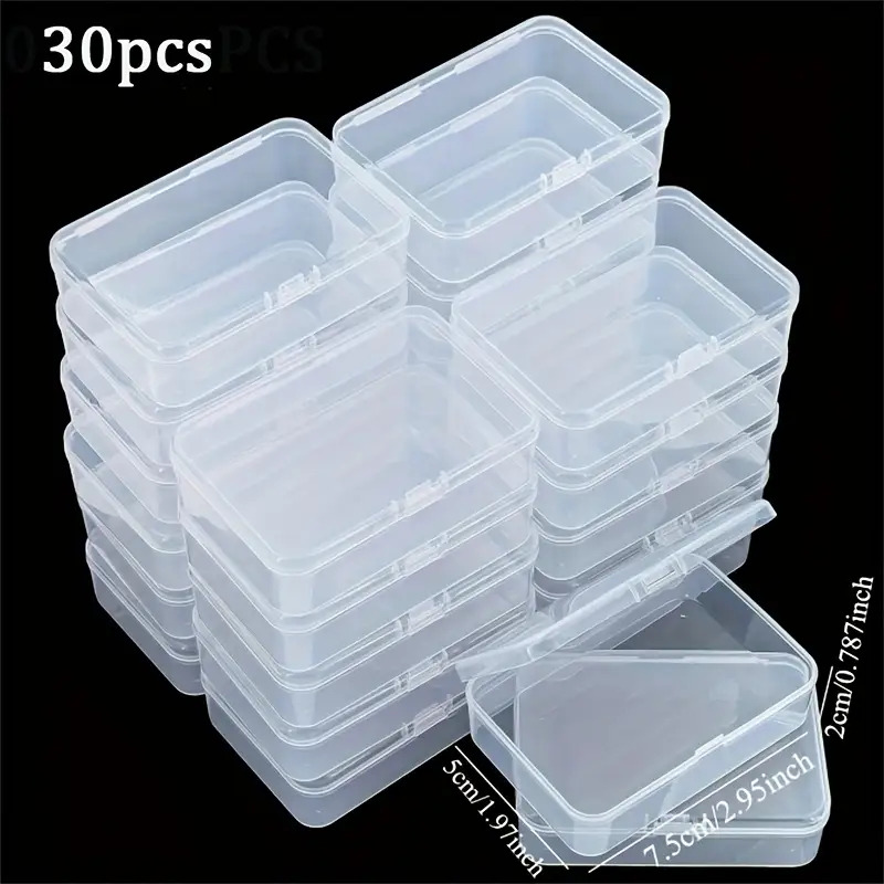item picture 30 pack square plastic storage boxes with lids snap lock closure for jewelry craft office organization minimalist home storage containers