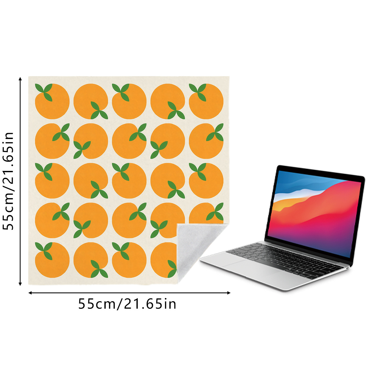 TEMU 1pc, [ Self-adhesive Magic Universal Wrap Cloth] 2d Flat Vibrant Orange Printed Pattern Office Stationery Portable Storage Pouch Pencil Case,