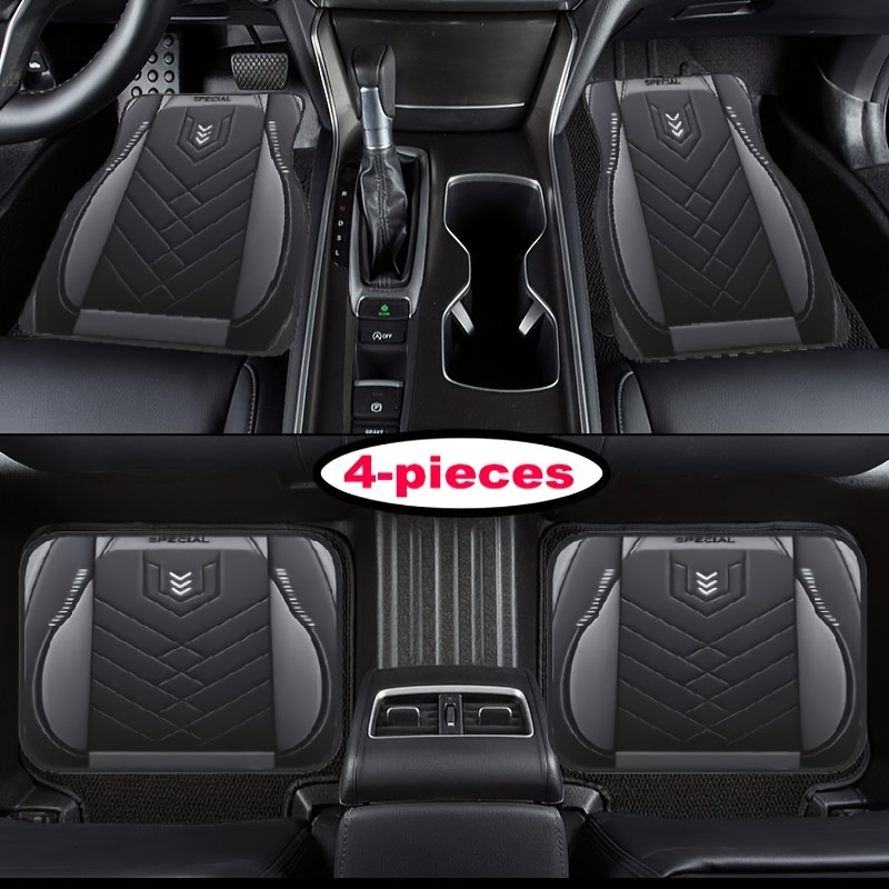 TEMU Suitable For All Car Models, 4pcs Set Gray Arrow Pattern Car Carpet, For Vehicle Carpet With Non-slip Base, Easy-to-clean Car Interior Additions