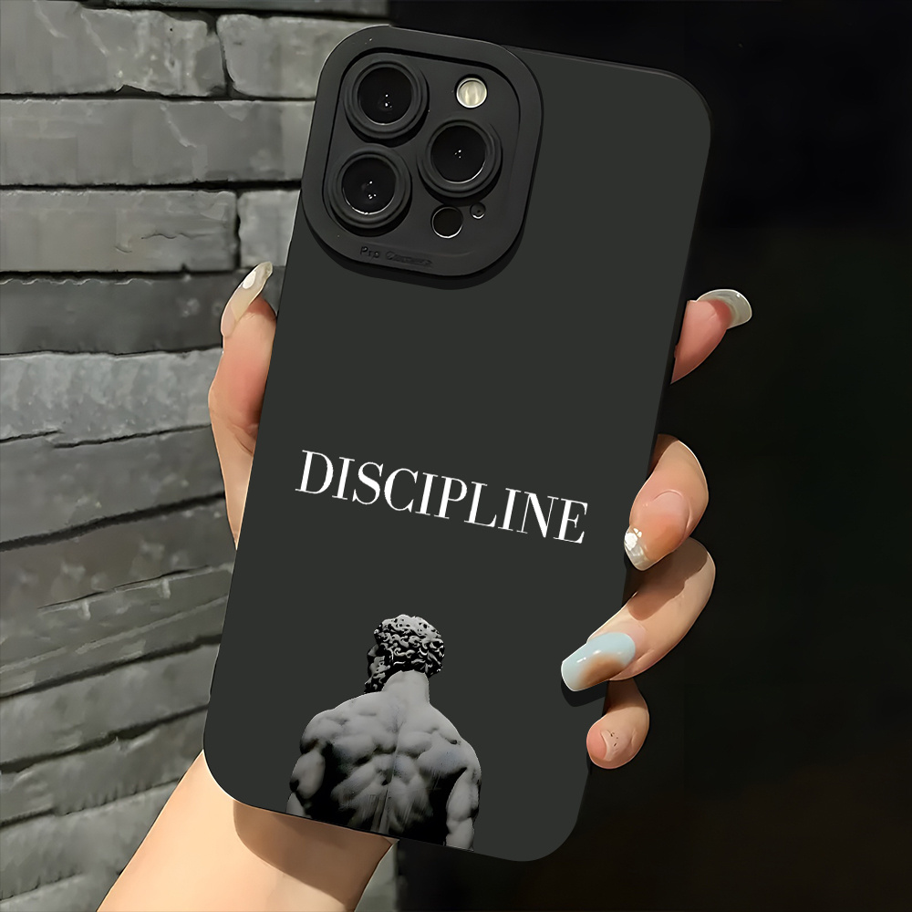 TEMU Coque de Téléphone Esthétique Art Chrétien Discipline pour iPhone 16 11 15 14 13 12 Pro Max XR Plus Coques Noires Cadeaux Chrétiens pour Hommes