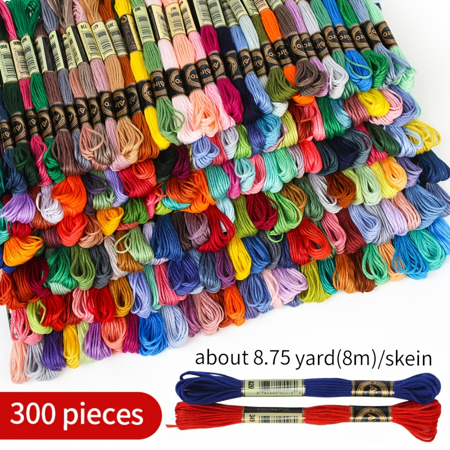 

300 Skeins Premium Embroidery Floss, Mixed Color Polyester Thread For Stitch, Sewing, Diy Crafts, Handmade , Needlework Supplies