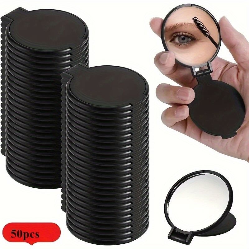 TEMU 50 Black Portable Mini Folding Mirrors, Circular Makeup Mirrors, Accessories, Pocket Size