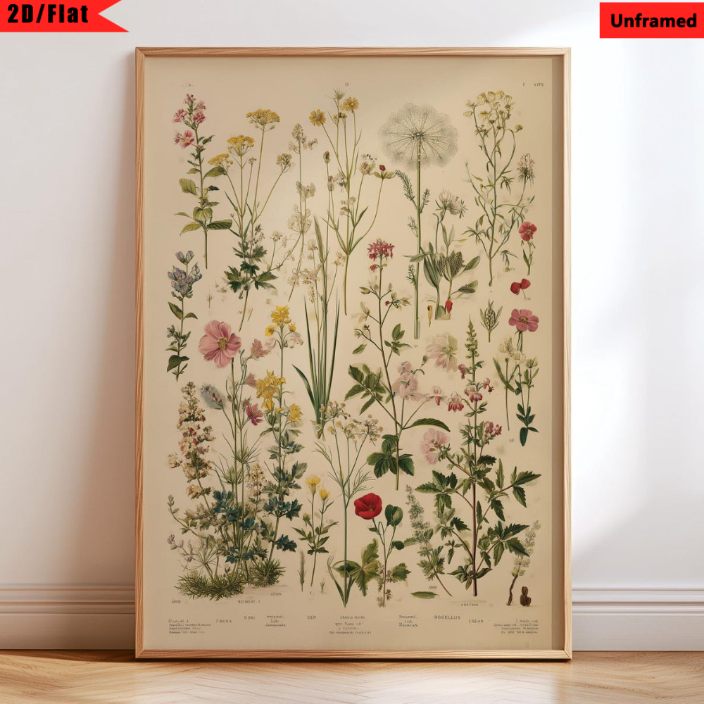TEMU 2d Flat, 1pc 1pcs Vertical French Botanical Poster - Vintage Chart Suitable For Living Room, Bedroom, Kitchen Decor | Vintage French Country Art