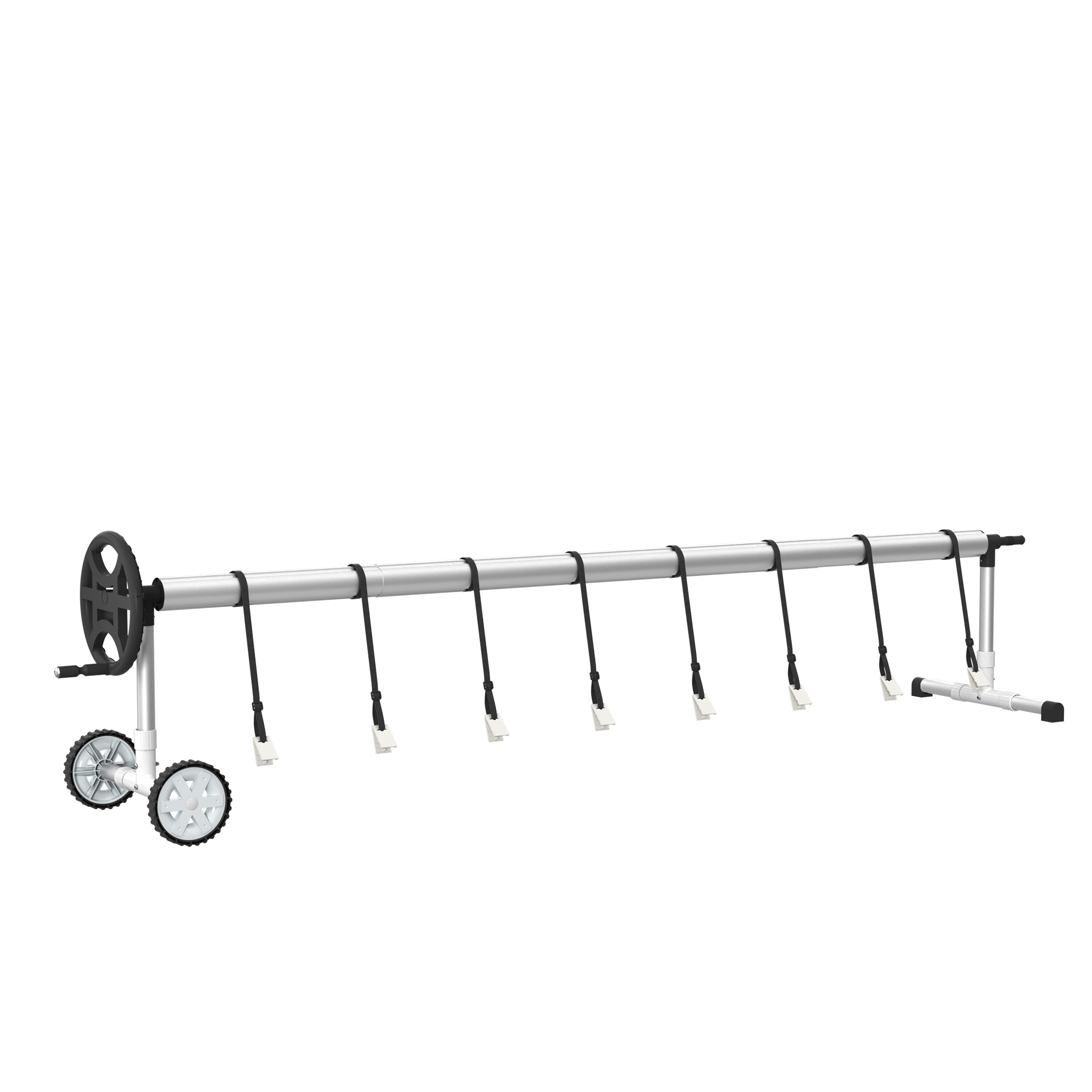 TEMU de carrete para piscina de aluminio - 5.70m con cinta y ruedas, para revestimientos y lonas de piscinas