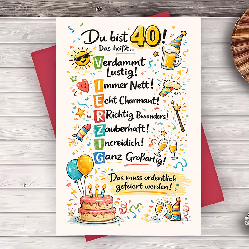 TEMU Ein Set aus zwei Artikeln (eine Umschlag und eine Grußkarte) mit einem humorvollen Design für eine 40. Geburtstagsfeier. Ideal für Freunde,