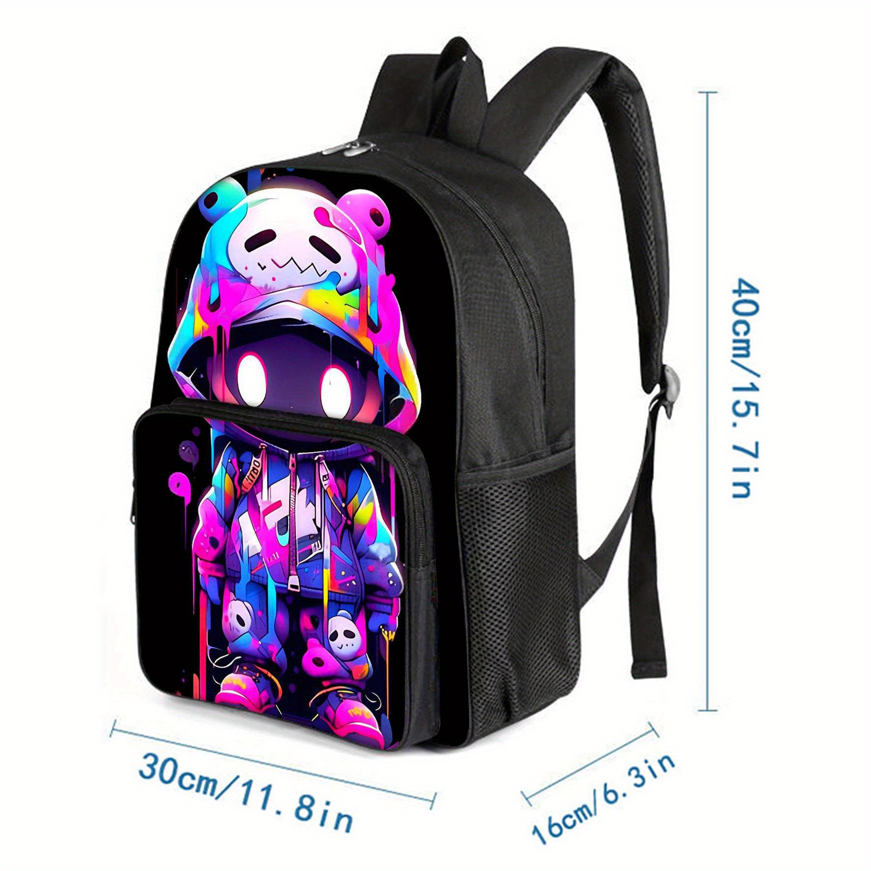 unisex graffiti character print backpack lightweight pvc - Temu display picture 1