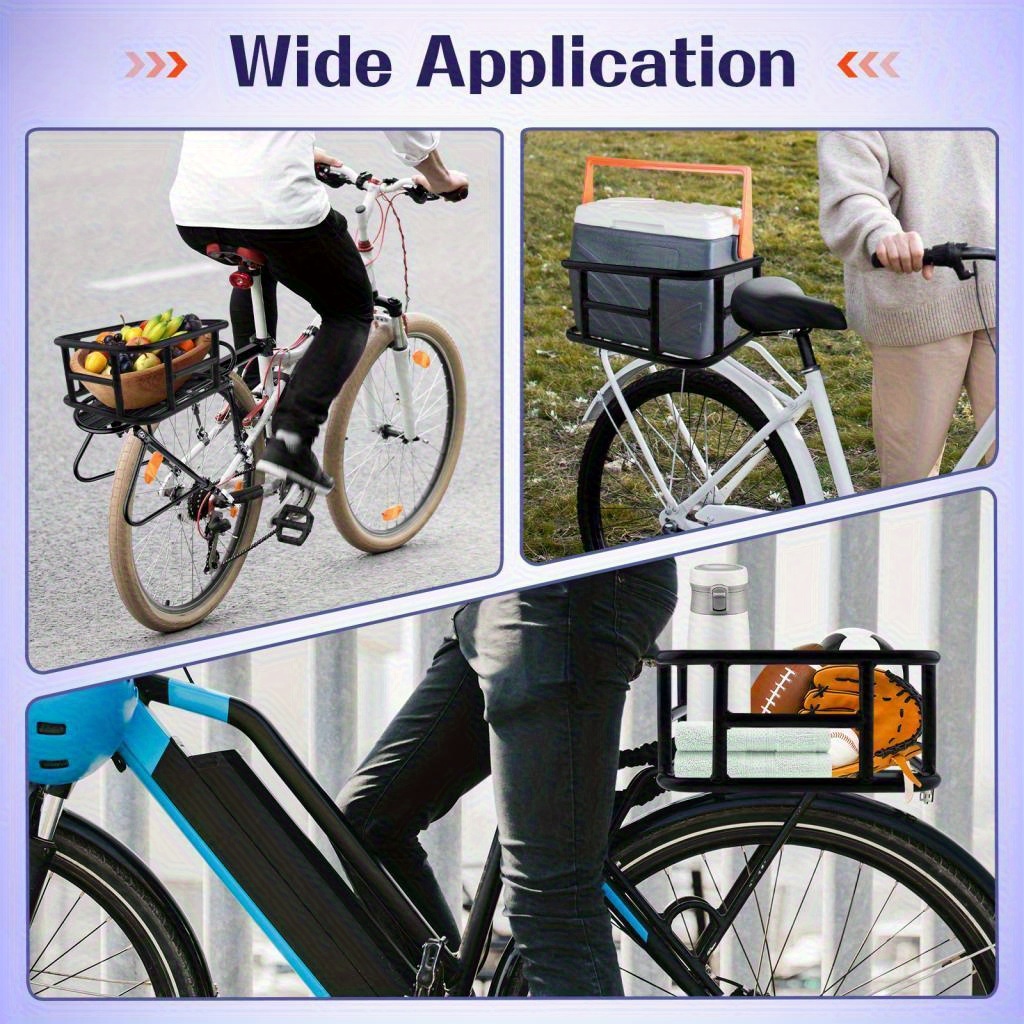 cesta bicicleta hierro negro gran capacidad soporte trasero Temu