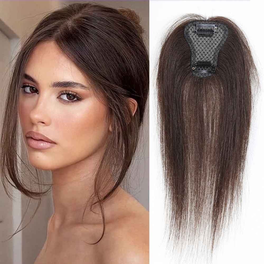 TEMU Women' Human Hair Wig Toppers With Hairpieces For Women To Cover Gray Hair, Volume With A Lightweight And Seamless Design, Featuring A Middle