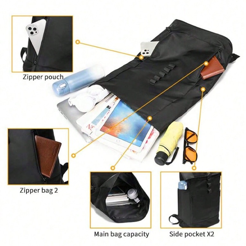 Multifunctional Travel Backpack | Durable Roll-Top Design, Expandable, Large Capacity, Ideal For Daily Commute And Outdoor Leisure, Pledun Brand, Unisex