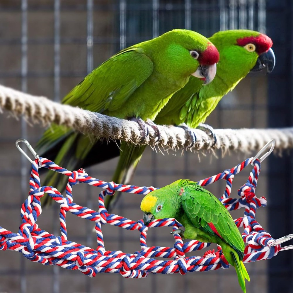 2-Pack Colorful Rope Bird Climbing Net Hammock