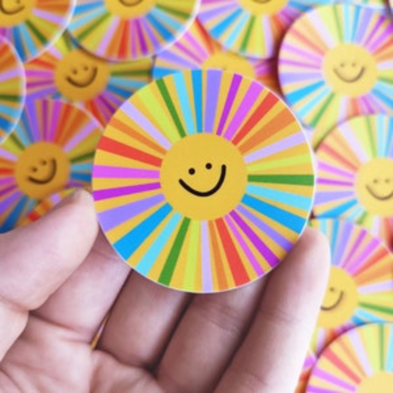 Image of 10pcs Happy Stickers, Cute Rainbow Stickers, Colorful Vinyl Stickers, Suitable For Phones, Laptops, Water Bottles
