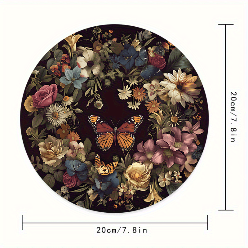 TEMU 1 Tapis de souris avec motif floral vibrant et base en caoutchouc antidérapant, idéal pour la décoration de bureau à domicile, d'équipements de