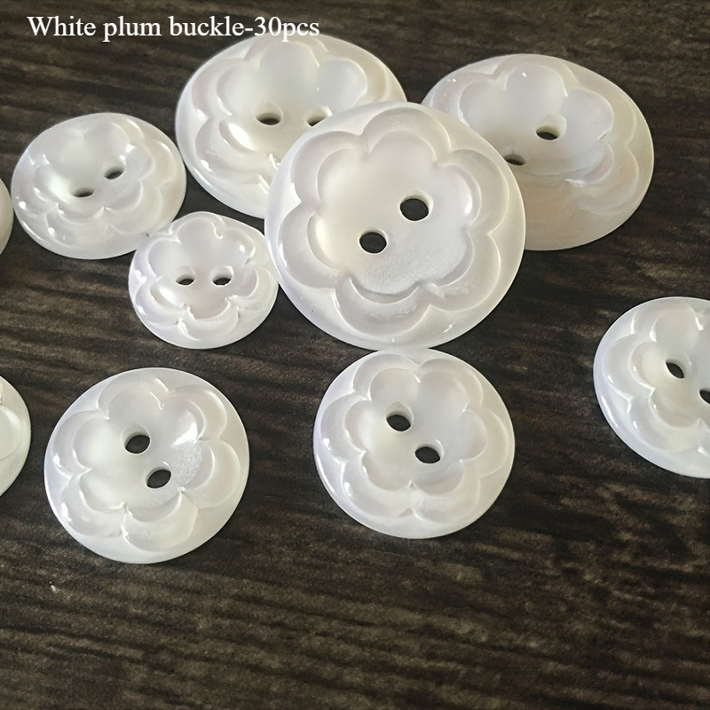 TEMU 30/60/90pcs Elegant White Flower Resin Buttons, 12.5mm With 2 Holes - Ideal For Scrapbooking And Sewing Crafts, Sewing Supplies | | Smooth