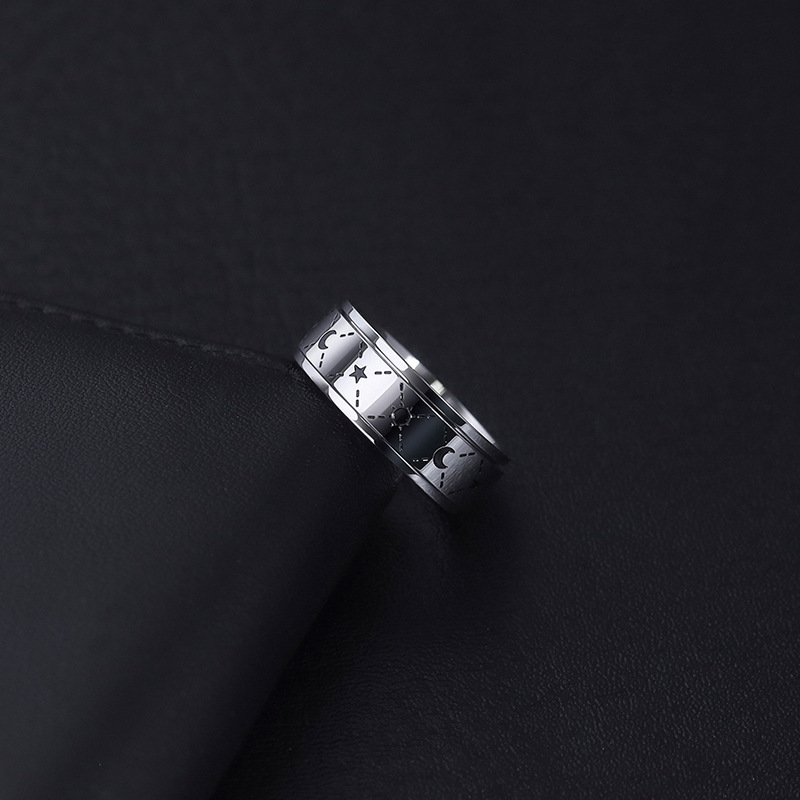 1pc rotating titanium stainless steel mens ring rotating mechanism star   modern minimalist style durable stainless steel index finger ring non tarnish   casual attire unique niche accessory for men ideal gift for special occasions Product details 3