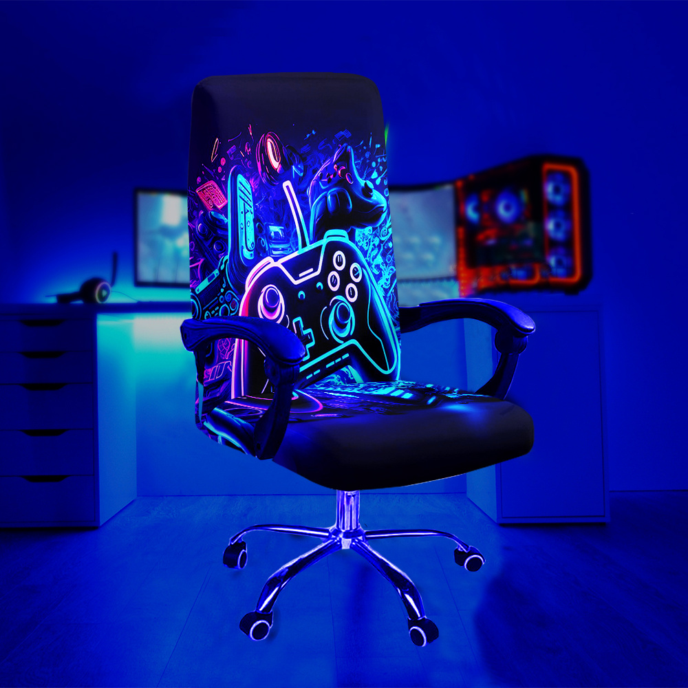 TEMU Un ensemble de housses de chaise de bureau à de manettes de jeu colorées, fabriquées en tissu en fibre élastique amovible et lavable en machine,