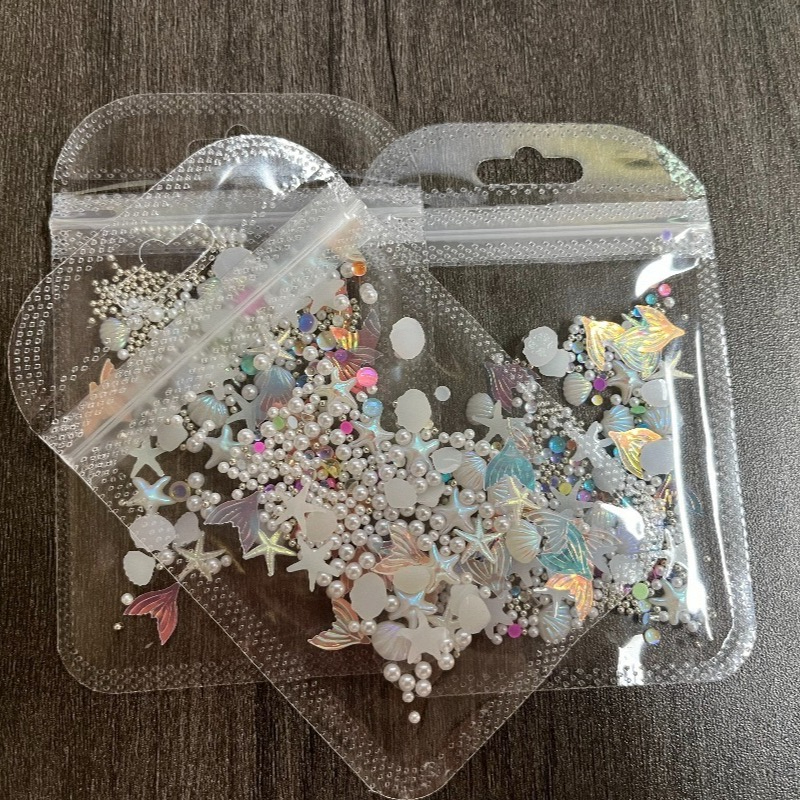 TEMU 2026 Autumn Winter New Arrival Ocean Theme Resin Nail Charms, Mermaid Tail Starfish Seashell Nail Decorations, Diy Ornaments For Nail Art, Phone