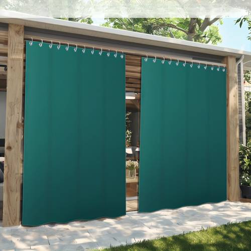 2pcs 2d printed outdoor curtains large size rich on solid dark green background machine washable for for patio gazebo courtyard garden