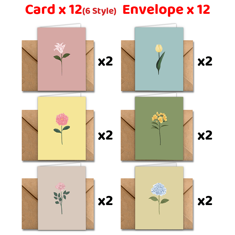 

24-pack Art Greeting Cards, Watercolor Floral Thank You Notes With Envelopes, Modern Abstract Paper Cards For Artists