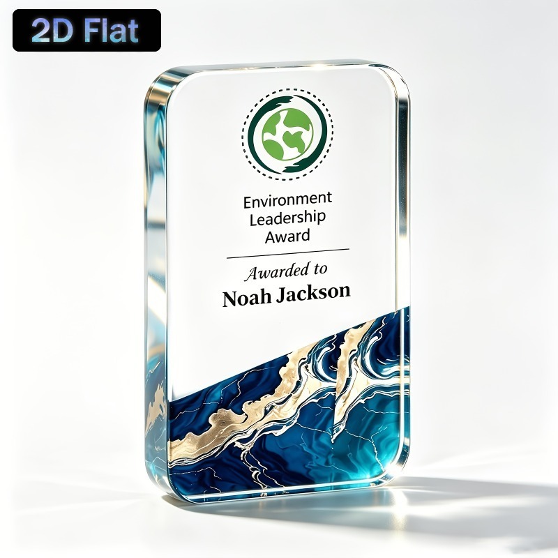 TEMU 2d Flat, 2d Customized Mini Acrylic Trophy With Logo And Name, A Gorgeous And Small Trophy Decoration, A Rectangular Decoration That Customized
