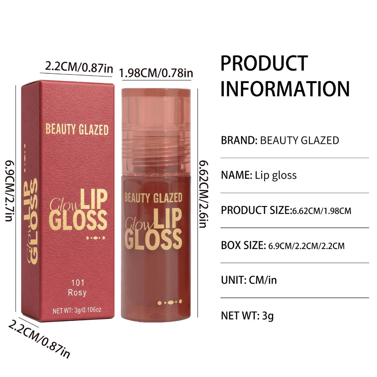 6 Colors BEAUTY GLAZED Hydrating Liquid Lip Gloss