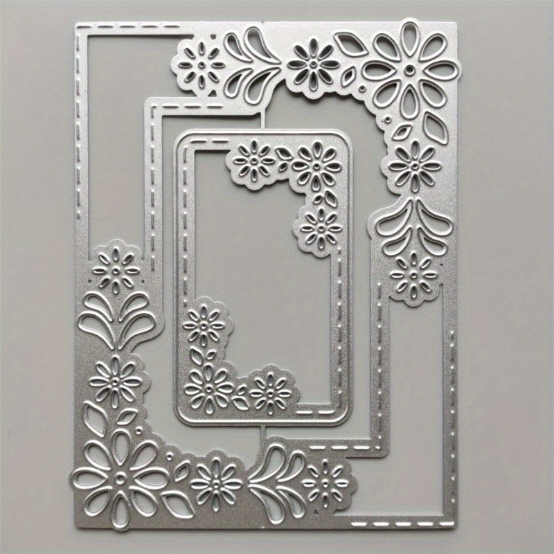 1pc Rectangle Flower Border Metal Cutting Dies Scrapbooking Embossing Paper Frame Stamps Crafts Template Mould Stencils