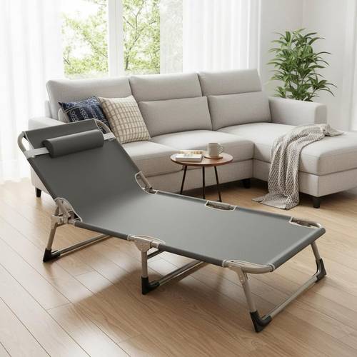 foldable outdoor lounge chair with 4 adjustable detachable headrest lightweight alloy frame ideal for beach patio poolside camping