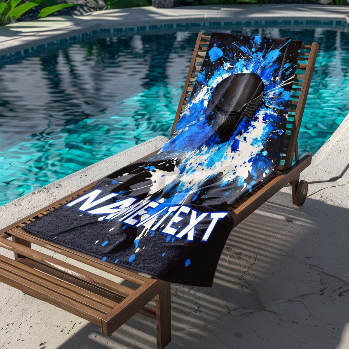 TEMU [Personnalisé] 1 pièce Serviette de plage personnalisée de haute qualité avec nom/texte personnalisable, Serviette sur le thème du hockey, Motif