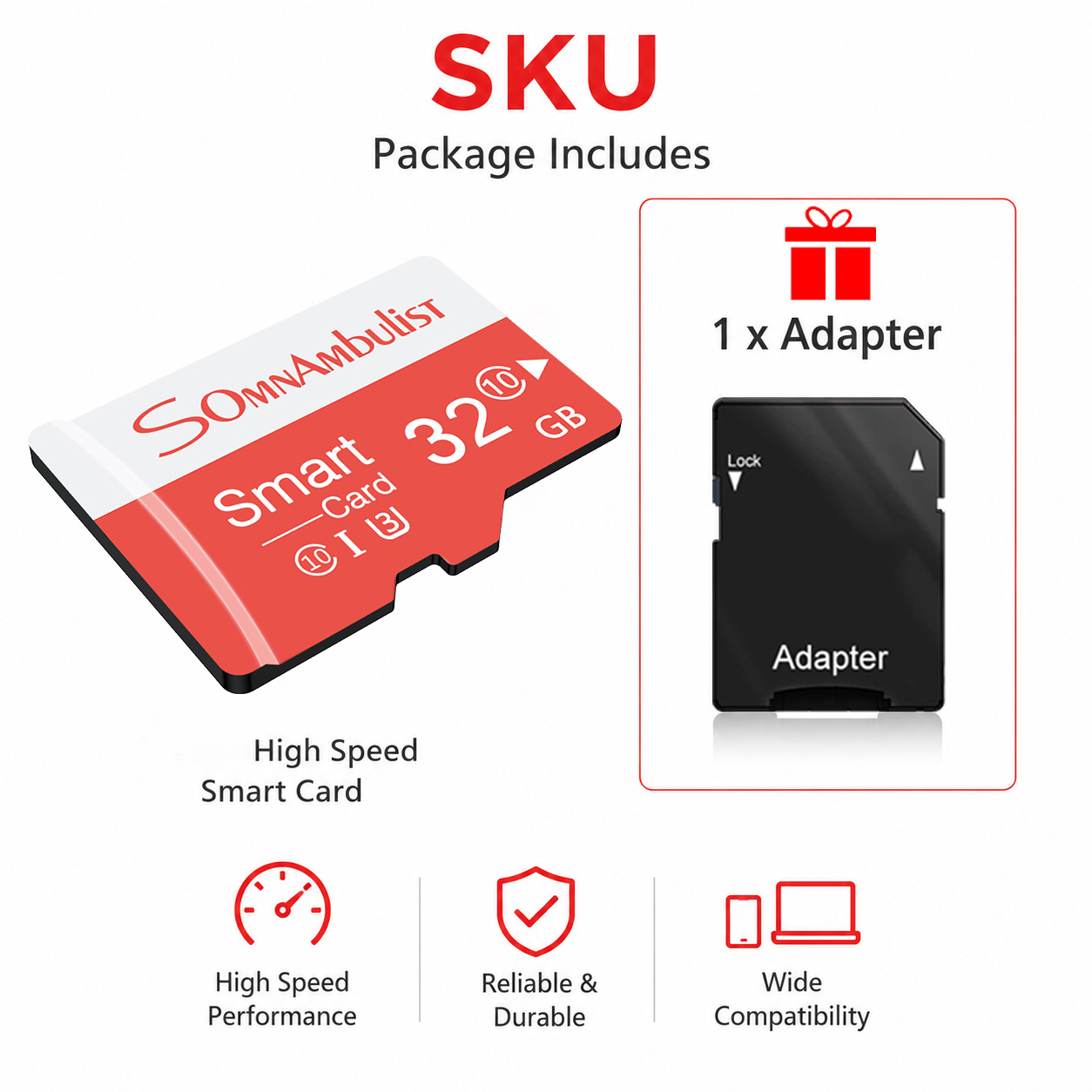 TEMU 1 pieza Tarjeta de memoria Somnambulist Premium TF de 128GB/ 64GB/ 32GB/ 16GB/ 8GB/ 4GB/ 2GB/ 1GB con adaptador, de con clasificación A1 para