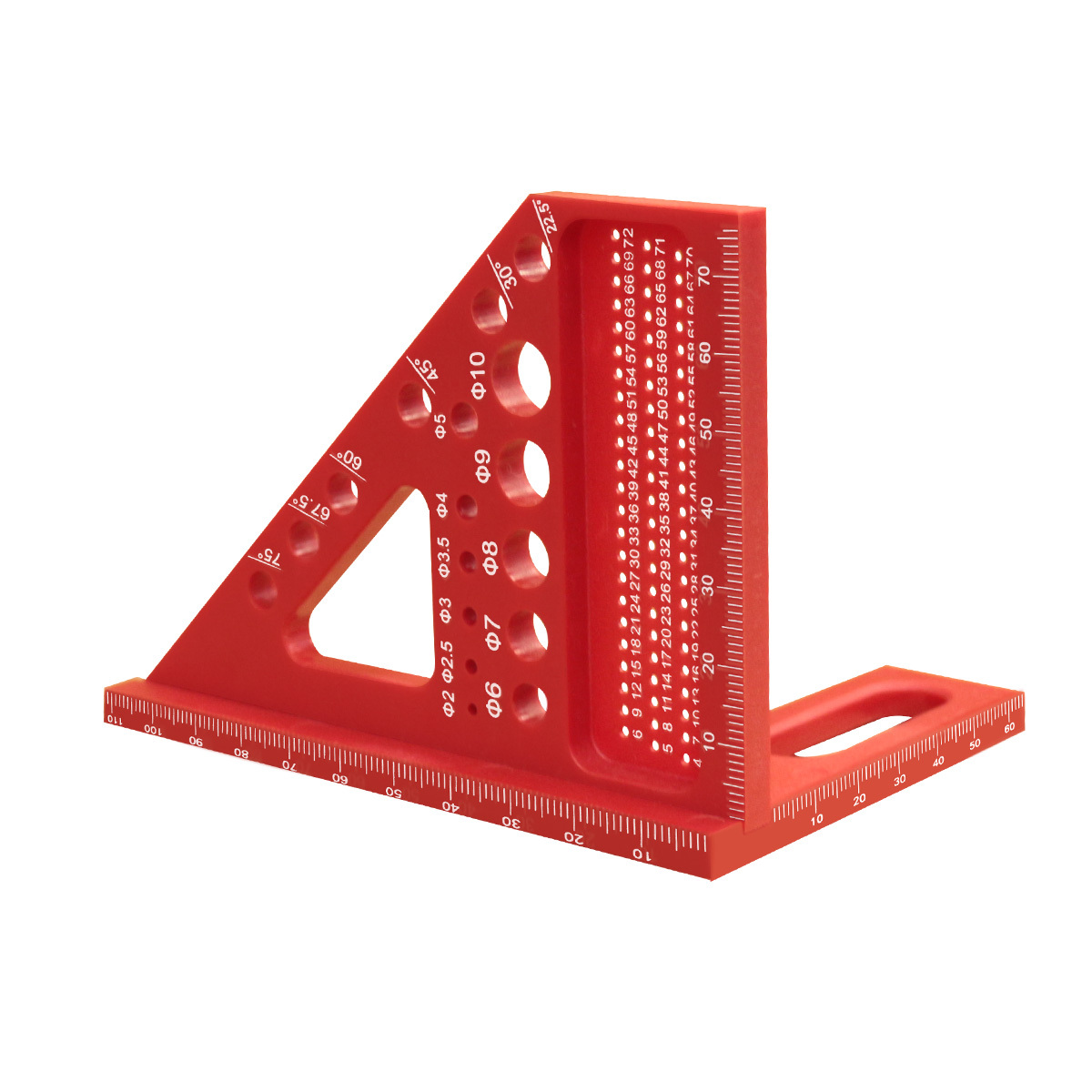 Escuadra de Carpintero ABS con Transportador y Regla de Medición 3D Multiángulo y Funciones de Marcado con Pin Antipérdida para Carpintería y Construcción Precisas - Herramienta de Diseño de 22.5°-90°