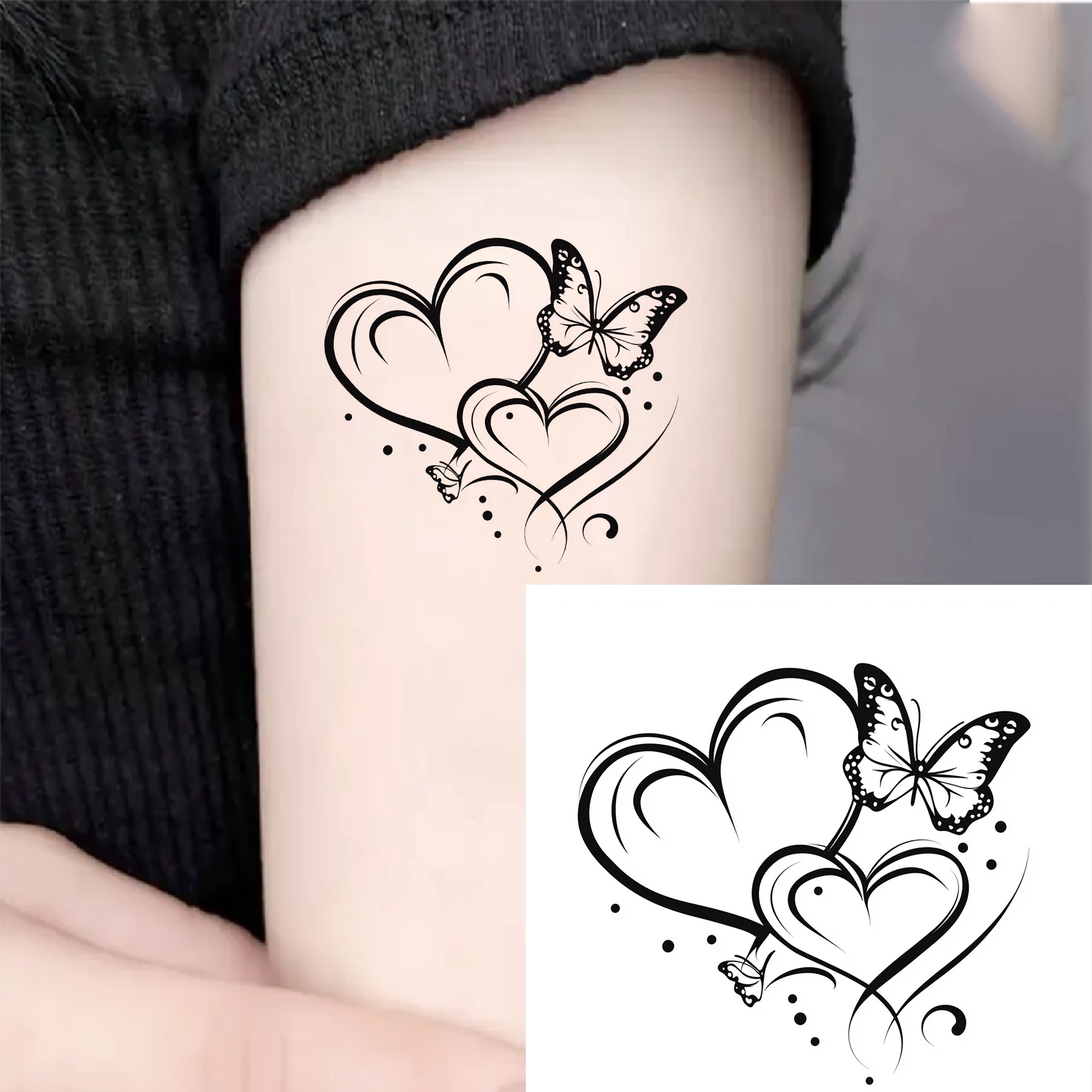 Image of Set Of 6 Romantic Heart Temporary Tattoos For Adults, Waterproof And Durable, Ideal For Halloween Body Art, Fake Tattoo Stickers For Men And Women, Great For Party Favors And Gifts
