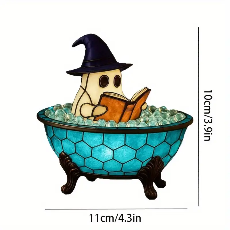 cute bathtub night light usb powered for bathroom desktop halloween decoration with witch hat low power bedside lamp resin home decor lamp party or horror theme idea stylish design home decor lighting durable material lightweight design Product details 4