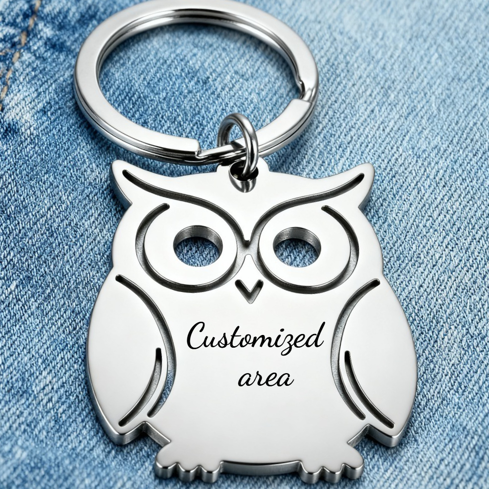 TEMU Custom Cross-level Key Chain, Owl Graphic, Laser Engraved Design, Fashionable And Trendy, Perfect Gift For , , Instant Popularity When Worn