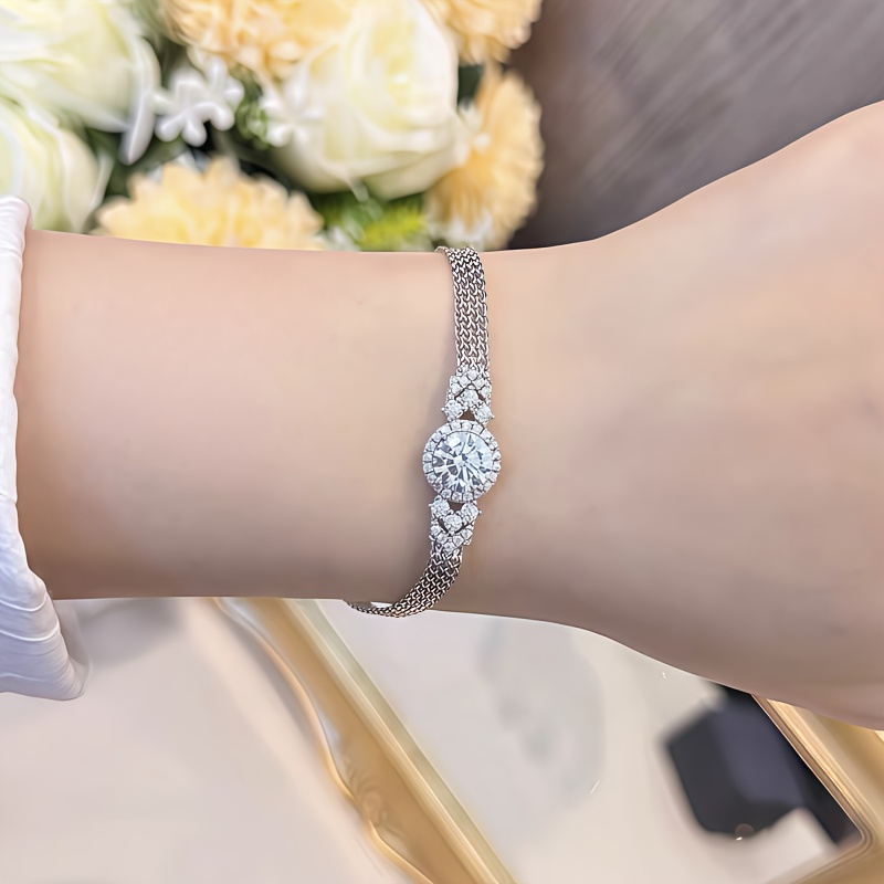 TEMU Bracciale a torta in 925 con moissanite e placcatura in oro 14K per , design qualit� e di tendenza, personalit� creativa, , , femminile,