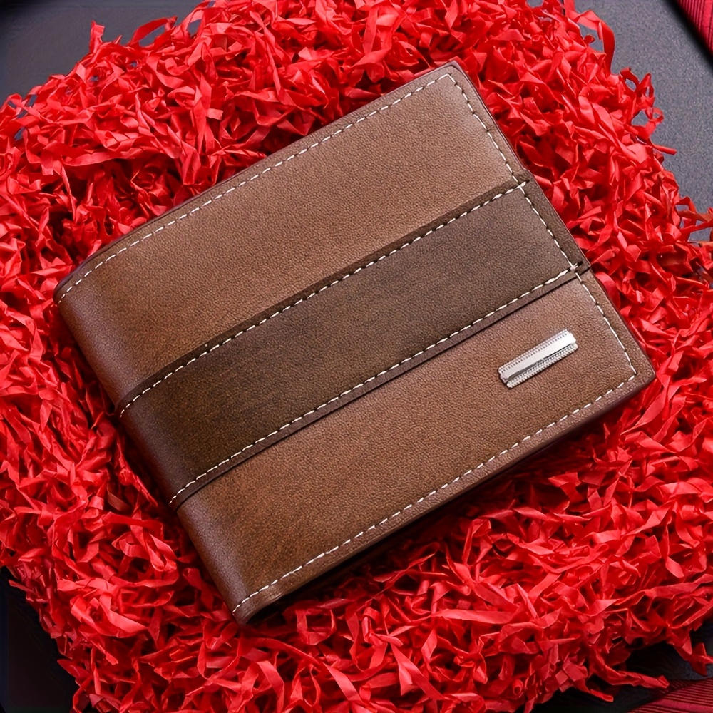 TEMU 1pc Of Stylish Men's Wallet With Customizable Name, Personalized Name Coin Pocket, Short Style, Large Capacity Men's Wallet, Suitable As