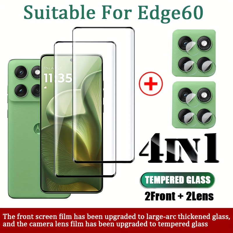 E-shop 2+2 4 Stück Gehärtetes Glas Display-Schutzfolie für Motorola Edge 60, 2 Gehärtete Glas Display-Schutzfolien + 2 Kameraobjektiv-Schutzfolien,