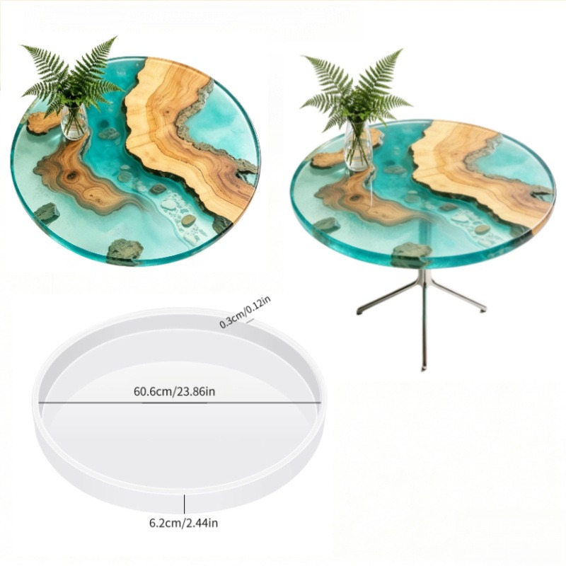 TEMU 24-inch For Large Round Resin Tray Mold, One-pour , Thickened Durable Silicone Reusable, Universal For Charcuterie Boards And River Tables,