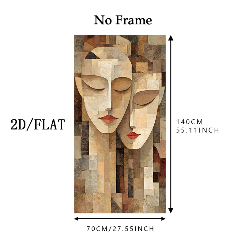 TEMU Affiche murale 2D plate, grand visage moderne - Grande impression sur toile cadre pour décoration d'intérieur, visage moderne , pour chambre,